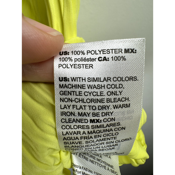 NWT WHBM Bright Yellow Cross Front Crinkle Limelight Luxury Vacation Summer Top - Picture 4 of 6